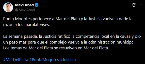 El senador Abad celebró el rechazo al recurso de Provincia