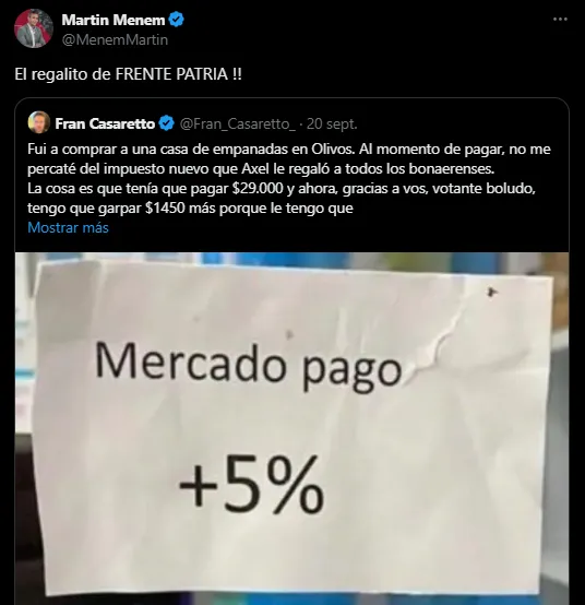 Fake news y burlas: Menem apuntó a Kicillof y falló Fake news y burlas: Menem apuntó a Kicillof y falló