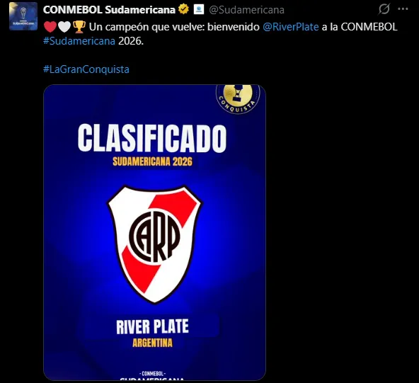 River vuelve a la Sudamericana y ya conoce a 36 rivales River vuelve a la Sudamericana y ya conoce a 36 rivales