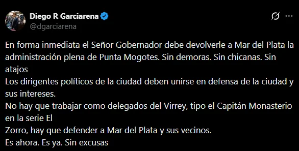 El descargo de Garciarena en X