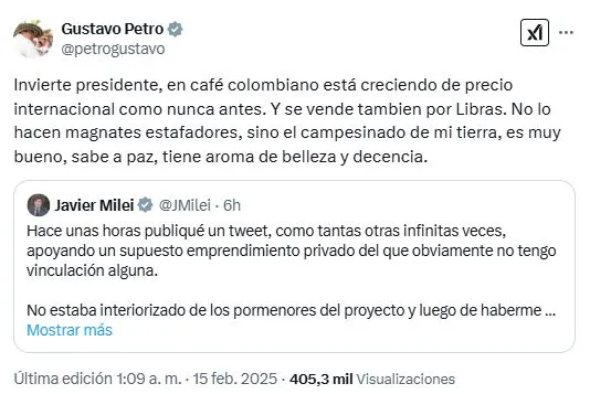 Gustavo Petro se burla de Javier Milei en medio del escándalo cripto Gustavo Petro se burla de Javier Milei en medio del escándalo cripto