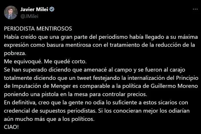Javier Milei contra la prensa