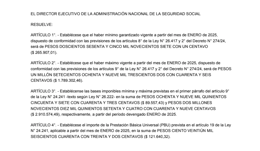 Jubilación Minima Máxima