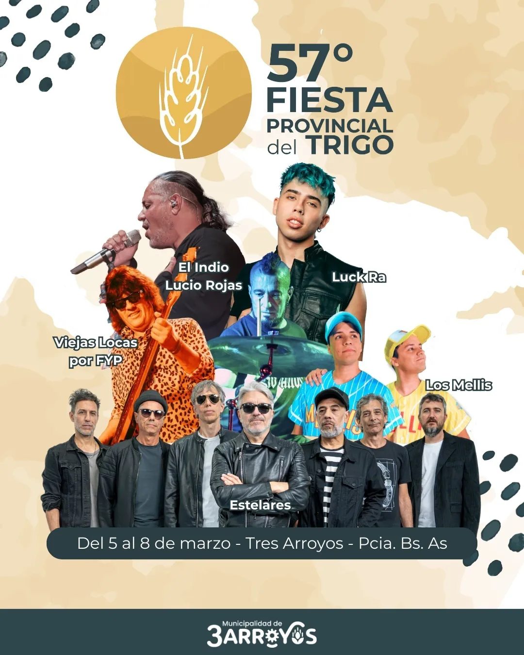 Del 5 al 8 de marzo, Tres Arroyos vivirá la 57ª edición de la Fiesta Provincial del Trigo 2