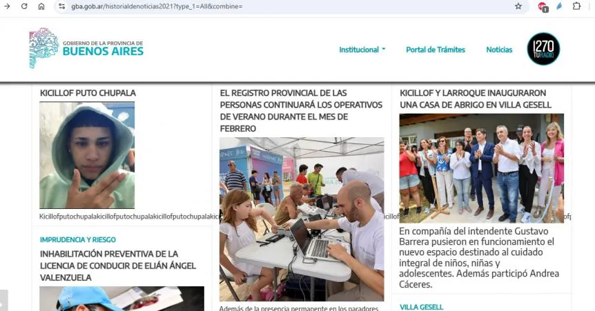 Inseguridad y caos: Hackean la web de Kicillof con amenaza explícita Inseguridad y caos: Hackean la web de Kicillof con amenaza explícita