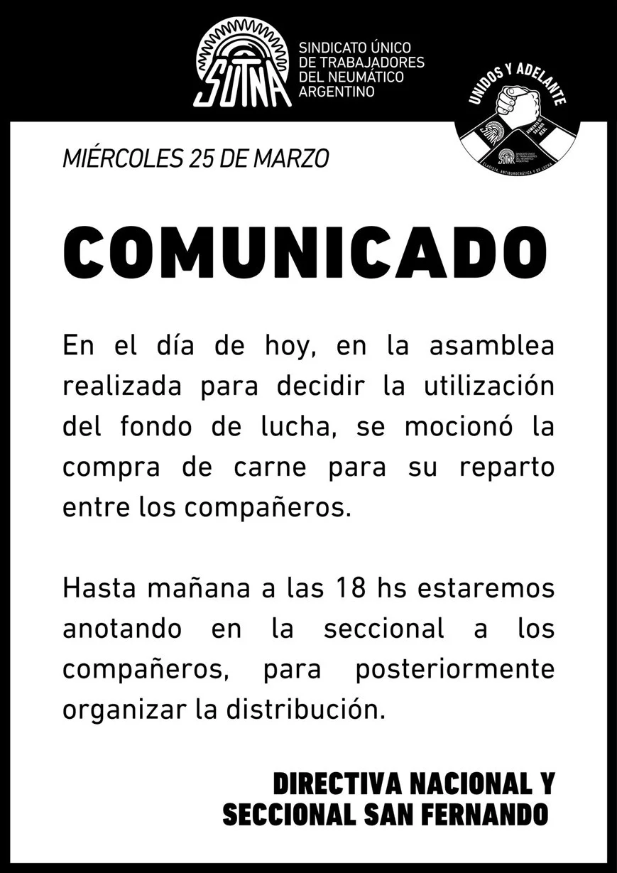 Comunicado del SUTNA