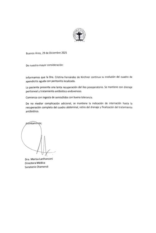 Parte Médico CFK 29-12-25